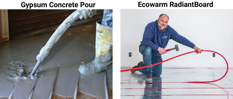Compare Ecowarm Radiant Board to Gypsum Concrete Pour